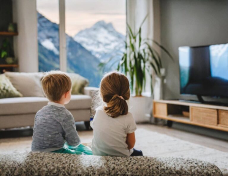 Dvoje djece gleda televiziju